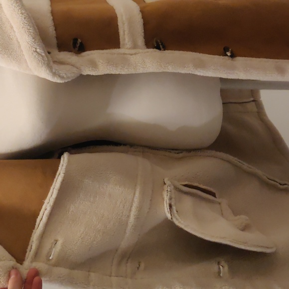 New! BLANK NYC Long Bonded Faux Fur Sherpa Coat Jacket Tan XS - Picture 7 of 12